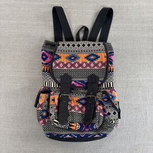 Colorful Southwestern Baja Backpack Beach Purse Hippie Boho Serape Medium Bag